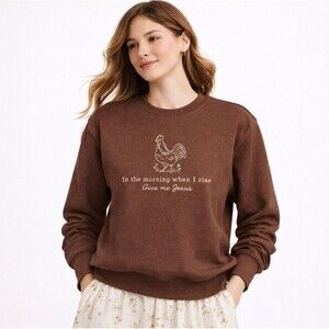 Love & Faith Embroidered Sweatshirt 2X Give Me Jesus Cozy Faith Core NWOT Cozy